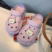 【cw】 Apanzu Clogs Cartoon bear Pattern Garden Beach Shoes Non Sandals Fashion Slides Outdoor ！