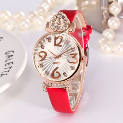 【July】 Foreign trade hot new peach heart diamond ladies belt watch Korean fashion leisure student quartz wholesale