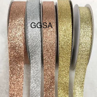 15 20mm Glitter Metallic Ribbon DIY browband Headband Garment Bags Wedding Party Gifts Packing Sparkly Rose Gold Silver Ribbons