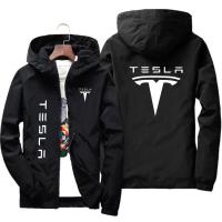 Tesla Car Logo 2022 Summer New Mens Camping Jacket Men/ Women Casual Fashion Outdoor Ultra-Thin Zipper Sports Sunscreen Clothing