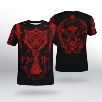 2023 New Red Wolf Viking symbol 3D T-shirt mens summer short-sleeved Harajuku T-shirt mens street hip-hop unisex T-shirt top {in store}