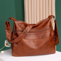 Luxury Pu Leather Messenger Bag Vintage Women Hand Bag Large Soft Casual Hobo Handbag Female Simple Tide Crossbody Shoulder Bags