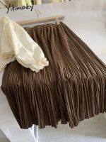 【CW】 Yitimoky Pleated Skirts for 2023 New Office Ladies Elastic Band Fashion A Luxury Skirt