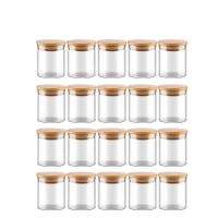 25ML Transparent Glass BottlesJars Vials Terrarium with Bamboo Lids for Art Crafts Wedding Favors 2pcs/5pcs/10pcs/12pcs/20/24pcs