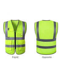 Multi-pocket Reflective Jacket Vest High Visibility Reflective Running and Cycling Gear for Men Women at Night All Seasons