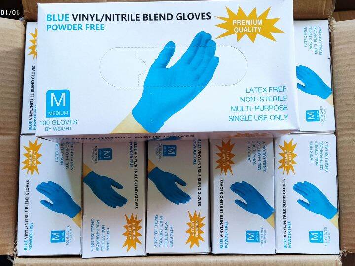 Blue Vinyl Nitrile Blend Gloves 100Pcs (50 pairs) Lazada PH
