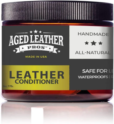 Aged Leather Pros Beeswax Leather Conditioner to Protect, Soften &amp; Restore Recommended by Pros for Genuine Leather, All Natural &amp; Non-Toxic, Made in USA, 6 oz balm