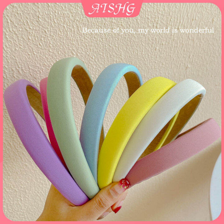 AISHGPure Color Wild Go Out Sponge Wide Brim Headband Korean Face Wash