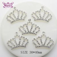 【YF】 Nishine 5pcs/lot Crown Rhinestone Buttons Bling Alloy Tiara for Headbands Wedding Party Bride Headdress Hair Embellishment