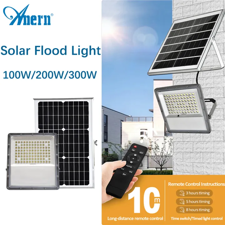 Anern 100W/200W/300W Solar Flood Light Smart Switch Waterproof Wall ...