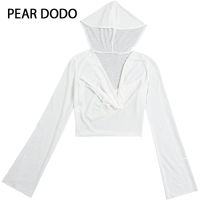 PEAR DODO เสื้อเอวลอยป้องกันแสงแดดมีฮู้ดสำหรับผู้หญิงเซ็กซี่เกาหลี