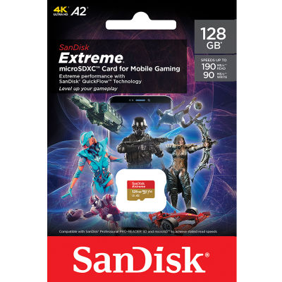 SanDisk Micro Sd Card Extreme 128GB SDXC อ่าน190Mb/S เขียน 90Mb/S (SDSQXAA-128G-GN6GN) ไมโครเอสดีการ์ด แซนดิส โดย Synnex