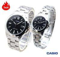 นาฬิกาคู่รัก Casio รุ่น MTP-1215A-1A2 ,LTP-1215A-1A2 สายแสตนเลส หน้าปัดดำ (ขายดี) มั่นใจ ของแท้ 100% ประกันศูนย์ 1 ปี