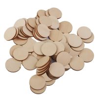 100Pcs Unfinished Wooden Circle Round Embellishments Craft Shapes Wood Coasters DIY Decoration Supplies Disc Plaque Tags - 30mm