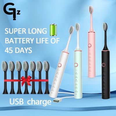 ✲❁ New 2022 N100 Sonic Electric Toothbrush Adult Timer Brush 6 Mode USB Charger Rechargeable Tooth Brushes Replacement Heads Set