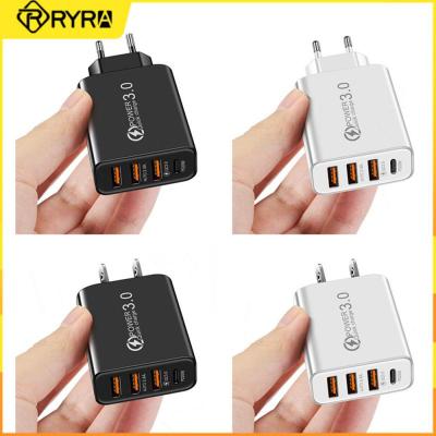 RYRA 3USB Type-C Multi-port Charger 4-ports Fast Charging Head 220V 2000 mA Universal USB Direct Charger PD US EU Power Adapter Clamps