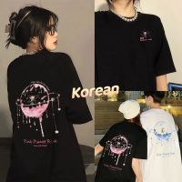 Korean เสื้อโอเวอร์ไซส์ ลายวงแหวน สไตล์สายชิวล์ สกีนงานสวย แขนสั้นแฟชั่น ผ้าเด้ง 71-72