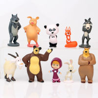 10PcsSet Russian Cartoon Anime Masha and The Bear Action Figures Collection Model Doll Toys Decoration Kids Christmas Gifts