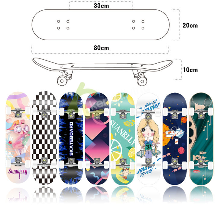 สเก็ตบอร์ด-skateboard-80-cm-สเก็ตบอร์ดผู้ใหญ่-สเก็ตบอร์ดลายการ์ตูน-เล่นได้ทั้งผู้ชายและผู้หญิง-สเก็ตบอร์ดผู้ใหญ่-ฝึกทักษะทัก-ใช้งานง่าย