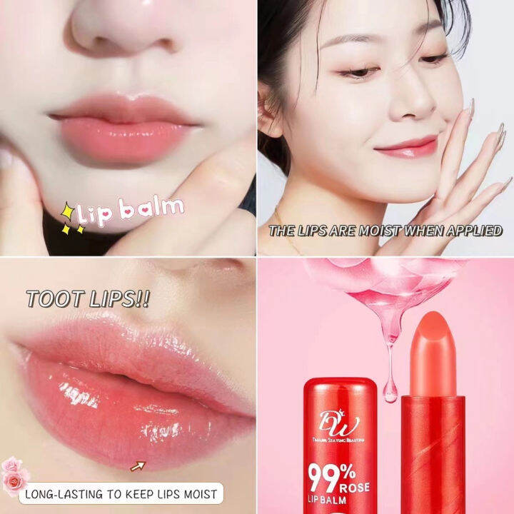 BW 99% Rose Lip Balm Soft Matte Liquid Lipstick Vaseline Lip Therapy ...