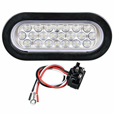 2Piece 6 Inch Oval White 22 LED Truck Reverse Tail Lights Parts Accessories For Truck Trailer Warning Light Transparent Daytime Running Lamp