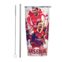 Arsenal F C Americano Cup 20Oz แก้วพร้อมหลอดเหล็กสแตนเลสน้ำและฝาแก้วความร้อนแก้วแบบมีหลอดแก้วน้ำสำหรับเดินทางรถยนต์