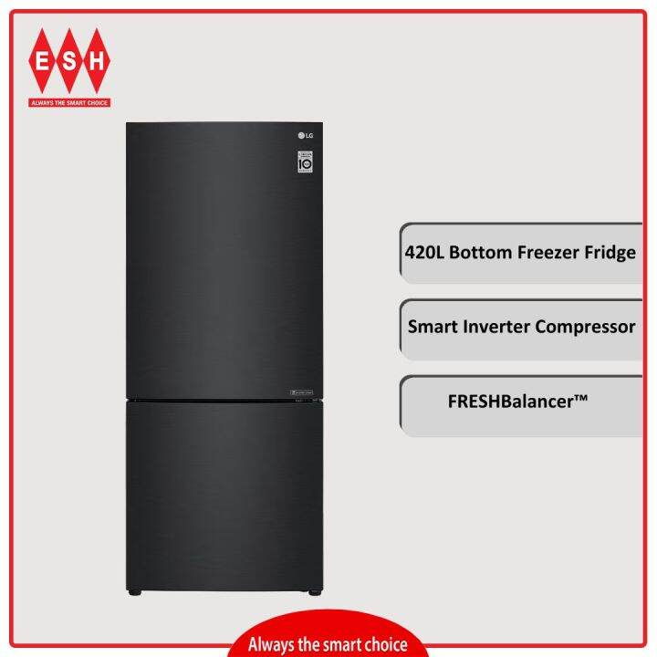 LG GCB529NQCM 420L Bottom Freezer Fridge in Matte Black Finish