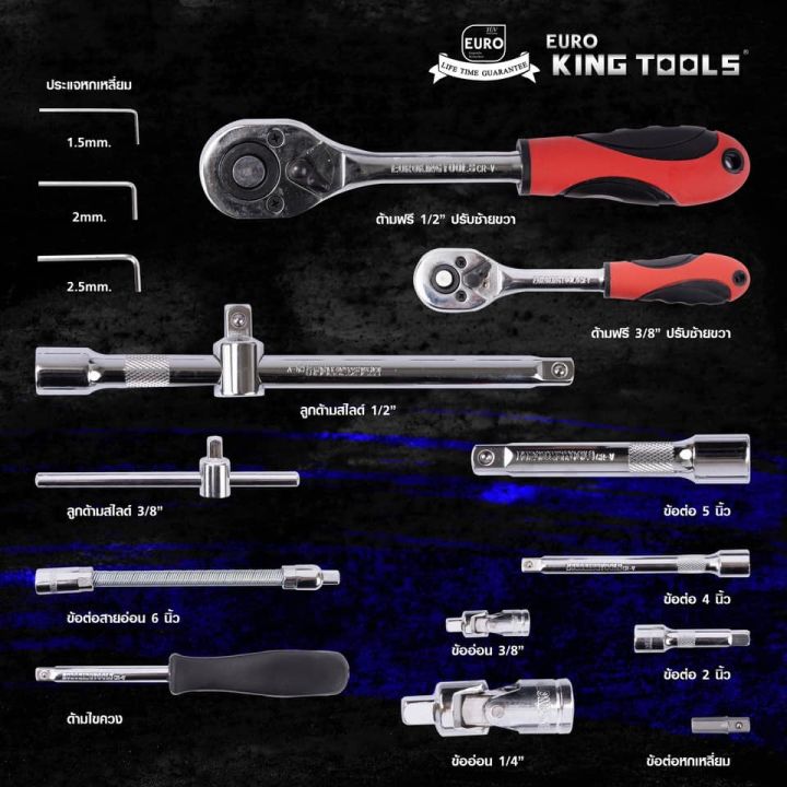euro-king-tools-94-ชิ้น-ชุดประแจบล็อก-ชุดบล็อก-ขนาด-1-4-และ-1-2-แท้-100
