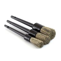 3 Pcs Natural Boar Hair Car Detailing Brush Set Soft Bristle Car Cleaning Brush Kits Atuo Tire wheel Wash Exterior Accessories Cleaning Tools