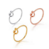 Vintage Knot แหวนผู้หญิงหญิงเครื่องประดับวันเกิดของขวัญเพื่อนที่ดีที่สุด Double Layer Knot Heart Simple Ring