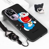 Casing Ponsel เคสสำหรับ OPPO Reno10 Pro + 5G OnePlus Nord 3 5G (แหวนใส่นิ้ว + สายคล้อง) แมวการ์ตูนน่ารักเคสครอบโทรศัพท์ยางซิลิโคนนิ่มกันกระแทก Dorae-Mon