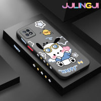 Jlingji เคสสำหรับ OPPO A72 5G A73 5G A53 5G เคสการ์ตูนแฮปปี้มีน้ำค้างแข็งโปร่งใส Pochacco แข็งด้านข้างขอบสี่เหลี่ยมกล้องปลอกซิลิโคนเคสนิ่มป้องกันการกระแทก