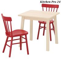 โต๊ะและเก้าอี้ 2 ตัว, ไม้เบิร์ช, แดง, 74x74 ซม Table and 2 chairs, birch, red, 74x74 cm