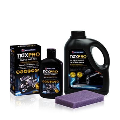 NAXPRO แชมพูล้างรถสูตรผสมแวกซ์ 1000ml และน้ำยาเคลือบเงาเอนกประสงค์ 135ml Super Glossy Multifunction Wax ป้องกันเบาะหนังจากการแห้งแตกกรอบ