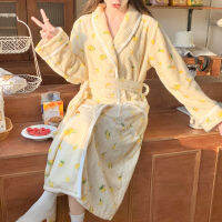 ผู้หญิง Nightgown ฤดูหนาว Flannel แขนยาวชุดนอนอบอุ่นน่ารักหลวม Cozy หนา Soft Coral Fleece ผู้หญิงเสื้อผ้า Nightwear