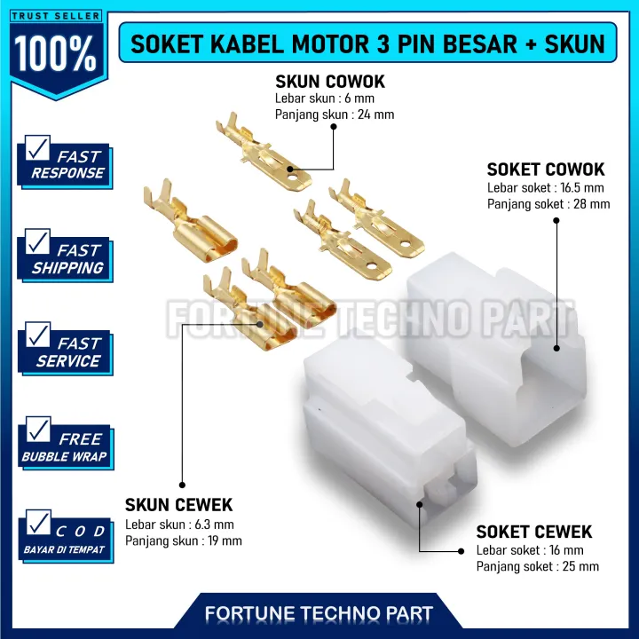 Paket Set Socket Pin Besar Skun Soket Motor Soket Kabel Motor Konektor Kabel Soket Kabel