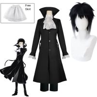 Anime Bungo Stray Dogs Ryunosuke Akutagawa Cosplay Trench And Uniform Suits Halloween Party Costume Ryuunosuke Wig Headwear