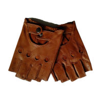 High Quality Black Men Genuine Leather Gloves Slip-resistant Luvas Half Finger Sheep Leather Fingerless Gloves gants moto L01