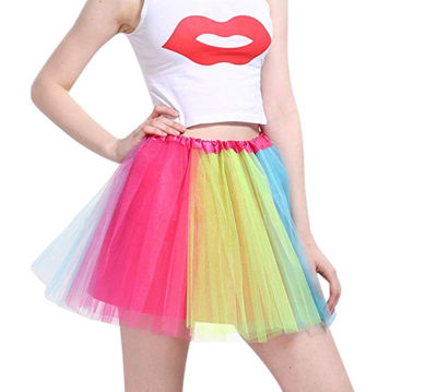 กระโปรงทูทู่ กระโปรงตาข่าย กระโปรงสีรุ้ง กระโปรงบาน กระโปรงบัลเล่ บัลเล่ ยาว 40cm ไม่มีซับใน Rainbow LGBT Pride Parade Ballet Tulle Tutu Skirt Fancy Costume Party Prop