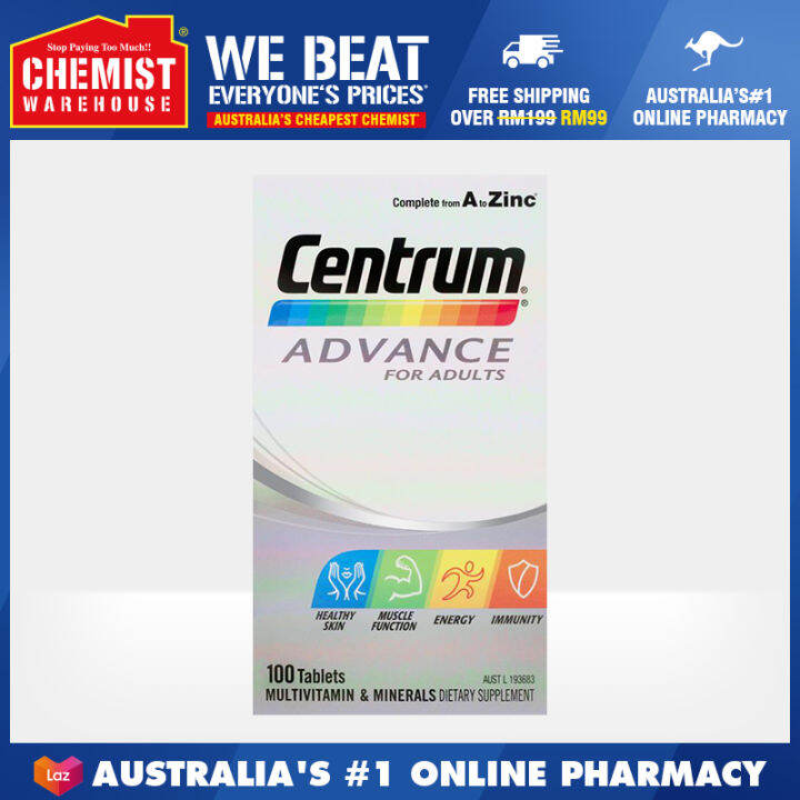 Centrum Advance Multivitamins & Minerals For Adults 100 Tablets [Chemist Warehouse] Lazada