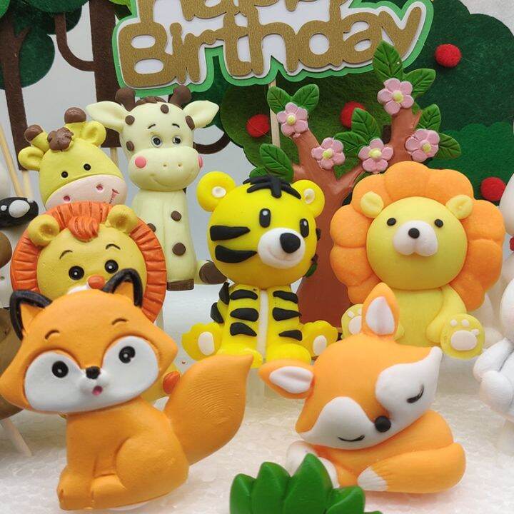 Safari Animals Cake Topper Decoration Happy Birthday Cake Topper Set Birthday Jungle Safari
