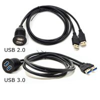 2 Ports Dual USB 2.0 USB 3.0 male to female AUX Flush Mount Car Mount Extension Cable For Truck Boat Motorcycle Dashboard Panel