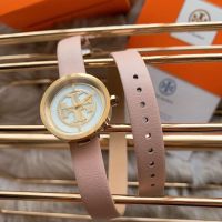 พร้อมส่งในไทย!! Tory Burch Reva Three-hand Nude Leather Wrap Strap Watch TBW4030 ?