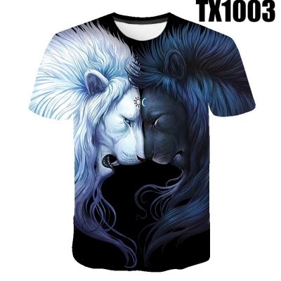 3D-printed lion pattern, summer mens short sleeve 3D T-shirt, comfortable and breathable 1