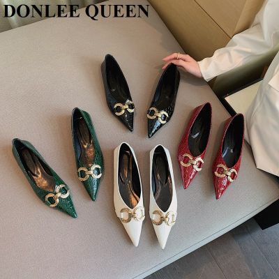 New Fashion Women Flat Shoes Brand Metal Design Printed Toe Flats Ballet Shallow Soft Ballerina Slip On Moccasin Chaussure Mujer