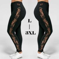 【YF】 3XL XXL Plus Size Lace High Waist Fitness Leggings Women Holllow Out Yoga Pants Gym Workout Sports Trousers