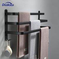 DOOKOLE 40/50cm Bathroom Towel Bars Matte Black 3-Tiers Ladder Towel Rails Wall Mounted Towel Hanger Towel Shelves Rack