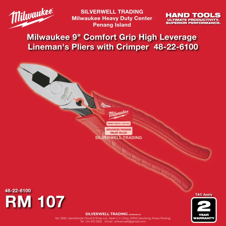 Milwaukee 48226100 9 inch High Leverage Lineman Pliers with Crimper