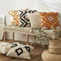 Cushion Cover Cotton Linen Tassel Pillowcase Tufted Beige Decorative Fashionable Throw Pillow Cushion for Sofa Bed Home 45x45cm