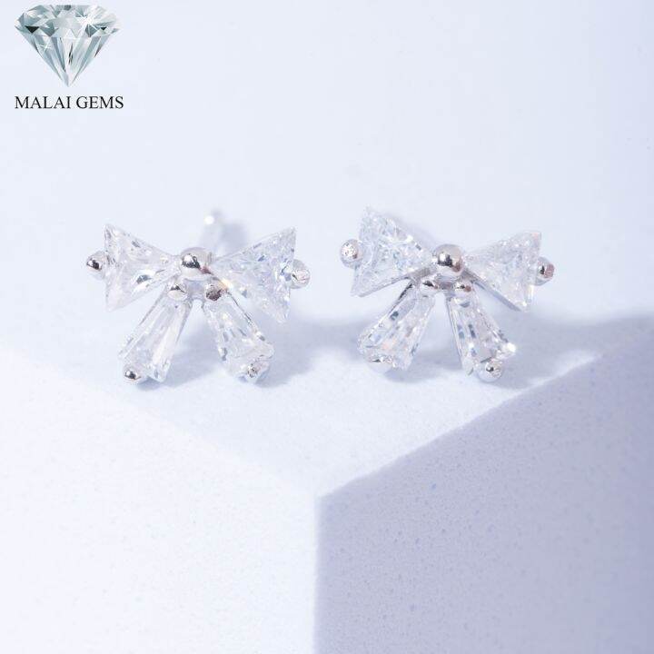 malai-gems-ต่างหูเพชร-เงินแท้-silver-925-เพชรสวิส-cz-เคลือบทองคำขาว-รุ่น225-e14917-แถมกล่อง-ต่างหูcz-ต่างหูเงินแท้